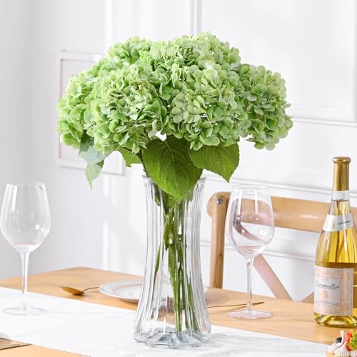 Waipfaru Hydrangea Artificial Flowers, 4PCS Real Touch Flowers, 20" Faux Hydrangea Flowers, Latex Real Touch Hydrangeas, Fake Flowers for Home Decor Party Bouquet Wedding Decoration, Green - Image 5