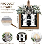 Ultra Large 14'' Last Name All Year Round Front Door Wreath with 26 Initial Letter Welcome Sign All Seasons Eucalyptus Garland and Bow Wreaths for Front Door Porch Farmhouse Decoration (H) - Image 4