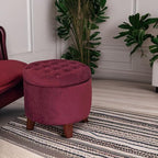 Homepop Home Decor | Upholstered Round Velvet Tufted Foot Rest Ottoman | Ottoman - Image 8