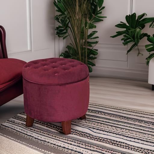 Homepop Home Decor | Upholstered Round Velvet Tufted Foot Rest Ottoman | Ottoman - Image 8