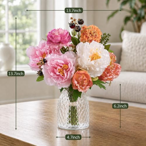 Fall Flower Arrangements with Vase Artificial Peony Home Decor - Image 6