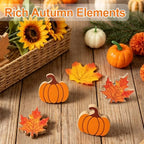 WOHOHOHO 8Pcs Wooden Fall Decorations for Home, "FALL" Wood Table Decor, Pumpkin & Maple Leaf Signs. Rustic Wooden Autumn Thanksgiving Decorations for Home Office Room Bedroom Mantel Tiered Tray - Image 5