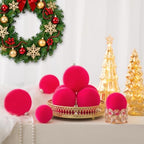 46Pcs Velvet Christmas Ball Ornaments Set - Flocked Shatterproof Christmas Tree Decorations Classic Hanging Ornaments with Rope for Xmas Wreath Holiday Home Decor (Multi-Size, Fuchsia Pink) - Image 4