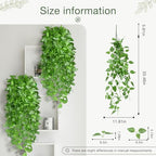 Fake Watermelon Pattern Vines Artificial 2 Pack, 40" Unique Pattern Leaf Hanging Plants for Wall Decor Indoor, Artistic Trailing Vines for Boho Modern Home Decor - Image 2