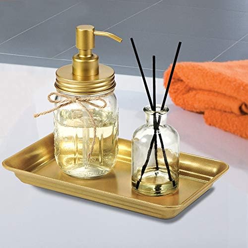 SheeChung Metal Vanity Tray, Bathroom Counter Storage Tray, Gold 4 Pack - Image 7