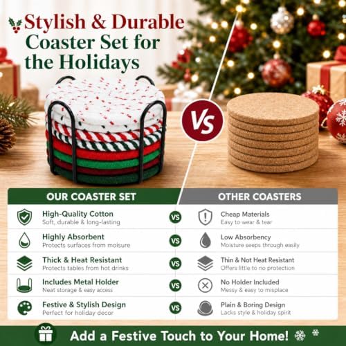 Christmas Coasters, Gifts for Women, Christmas Decorations - Image 3