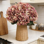 Kimura's Cabin 6pcs Fake Hydrangea Vintage Artificial Flowers, Fall Pink - Image 5