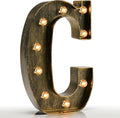 Pooqla Vintage Light Up Marquee Letters with Lights – Illuminated Industrial Style Lighted Alphabet Letter Signs - Coffee Bar Apartment Bedroom Wall Home Initials Decor A-Z by Pooqla