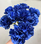 10pcs 11inch Dark Blue Fake Carnation Flowers Stem, Realistic Silk Petals - Image 6