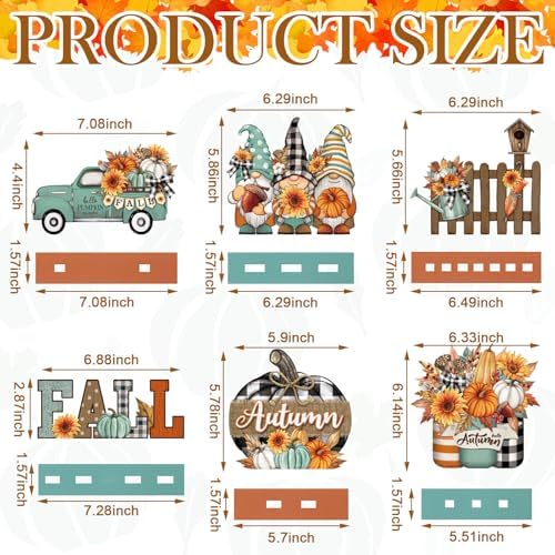 Wenqik 6 Pcs Fall Decor for Home Autumn Wooden Table Decorations Farmhouse - Image 3
