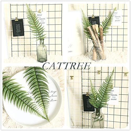 CATTREE Artificial Shrubs Leaves, Plastic Plants Fern Grass Leaf Fake Bushes Indoor Outdoor Home Garden Verandah Office Table Centerpieces Arrangements DIY Wreath Decoration Planter Filler - 5 Pack - Image 2
