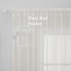MIULEE Ivory Window Sheer Curtains 2 Panels Width 38 x Length 63 Inches | Sheer - Image 2