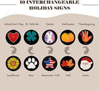 Perfnique Welcome sign for front porch standing, 47 x 7.9 Inch Wooden Leaner Sign with 10 Interchangeable Designed Icons, Seasonal Decor for Spring Easter Fall Christmas(Black) - Image 3