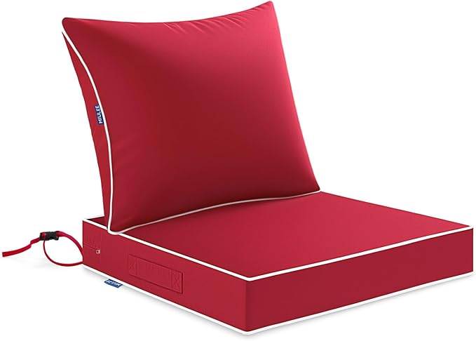 MIULEE Red Outdoor Seat Cushion 24x24 Inch Waterproof & 3 Year Fade Resistant by MIULEE
