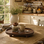 Oval Decorative Wooden Tray with Beaded Edge for Bathroom Counter, Brown - Image 3
