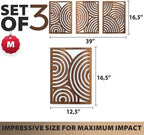 qmmp Modern Wooden Wall Sculptures - Set of 3 - Home Decor Accent - Large Wall Art for Living Room, Bedroom, Office - Easy Installation (Walnut, Medium - Orbit) - Image 4