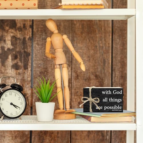 Decorative Books For Home Decor, Christian Table Faux Wood Book Stack Decor, With God All Things Are Possible Bible Stacked Book Decor, Stack Display Books For Nightstand Display, Three Pieces -C(14) - Image 5