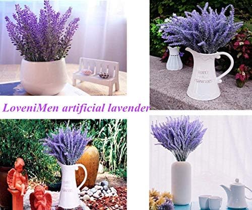 Artificial Lavender Flowers Bouquet in Purple, Fake Plants Christmas Decorations Ornaments for Home Decor Wedding Garden Office Patio Decoration Party Arrangement Outdoor Indoor - 8 pcs - Image 3
