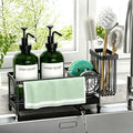 Kitchen Soap Dispenser Set with Sponge Holder and Towel Rack, 17OZ Glass Bottle, Hand and Dish Soap Dispenser Set, Non-Slip Silicone Pad, Brush Holder, Kitchen Sink Caddy Organizer Countertop (Green) by Unknown