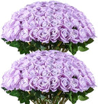 Coferset 50pcs Velvet Artificial Roses Flowers in Bulk,Lavender Purple by Coferset