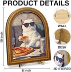 3D Funny Pizza Cat Wall Art Sign for Kitchen Decor, Cool Sunglasses Cat Portrait Decor, 8x10 Inch - Image 2