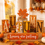Threehoney 8 Pcs Fall Table Decor, Autumn Leaves Are Falling Primitive Sign by Threehoney