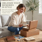 Decorative Storage Boxes with Lids - Set of 2 PU Leather Organizer Bins - Image 5