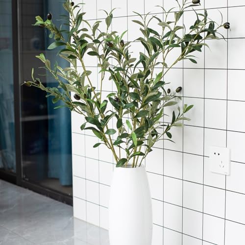 Heleze 39 Inch Artificial Olive Branches for Vases, Fake Plants Greenery Stems with 222 Leaves Faux Olive Tree Branches Home Decor Indoor 4PCS - Image 3