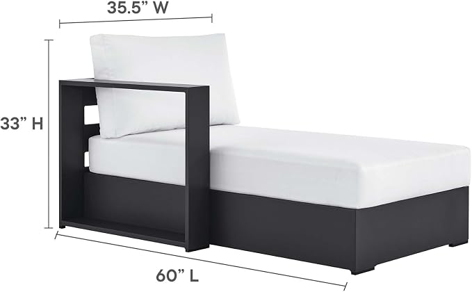 Modway Tahoe Aluminum Outdoor Chaise Lounge in Gray White - Image 8
