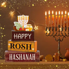 Yuntau 4 Pcs Rosh Hashanah Table Decor Wood Sign Jewish Tiered Tray Decor - Image 6