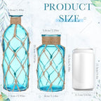 Chuangdi Set of 2 Coastal Glass Flower Vase with Boho Rope, Aqua Blue - Image 2