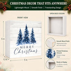 Christmas Decorations Blue Pine Trees Merry Christmas Wood Box Sign - Image 4