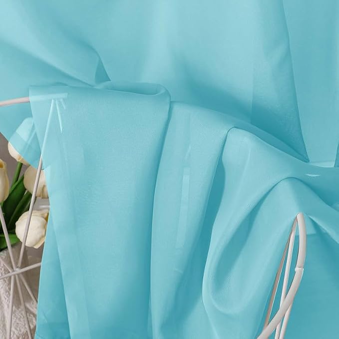 Aqua Sheer Curtains 90 Inches Long 2 Panels - Image 5
