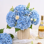 8 Pcs Real Touch Hydrangea Artificial Flowers, 21" Latex Fake Flowers, Blue - Image 6