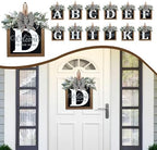 Ultra Large 14'' Last Name All Year Round Front Door Wreath with 26 Initial Letter Welcome Sign All Seasons Eucalyptus Garland and Bow Wreaths for Front Door Porch Farmhouse Decoration (D) - Image 5