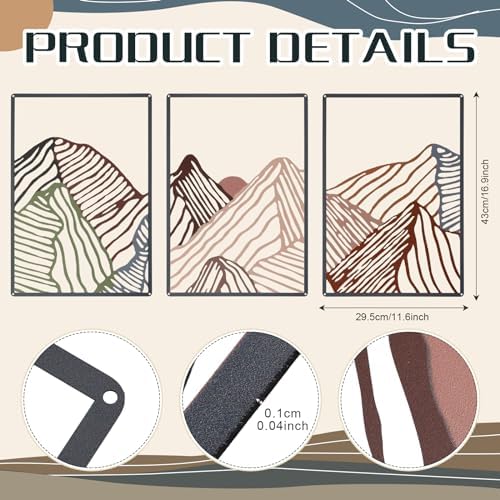 Peryiter 3 Pcs Metal Wall Art Decor for Living Room, Colorful - Image 2
