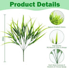 Uieke 28 Bundles Artificial Outdoor Plants UV Resistant Fake Grass Plants Faux Plastic Plants Greenery Shrubs for Home Garden Pathway Window Box Front Porch Spring Summer Decor, Green - Image 3
