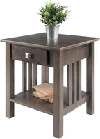 Pemberly Row Transitional Solid Wood Storage End Table, Oyster Gray Finish - Image 3
