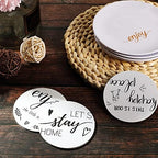 Queekay House Warming Gifts New Home Farmhouse Coasters Set of 6, White - Image 4