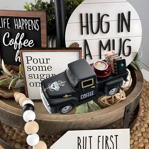 Coffee Decor for Coffee Bar Vintage Metal Truck Decor, Black - Image 5