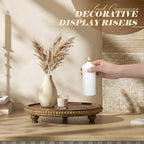 EOSAHR Beaded Acacia Wood Round Display Riser for Boho Kitchen Decor, Brown - Image 3