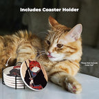 Ninja Cat Coasters Set of 6 - Cat Gifts for Men Anime Decor, Funny Coasters - Image 6