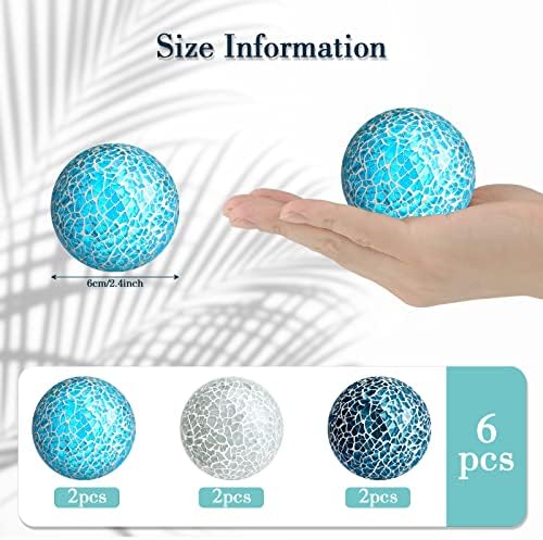 Vesici 6 Pcs Decorative Glass Balls Mosaic Orbs for Bowls,Chic Colors - Image 2