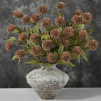 Waipfaru 6 Pcs Artificial Pompon Mums Faux Flowers for Vase, 27" Bulk Long Floral Fake Chrysanth Branches with Stems Vase Filler for DIY Bouquet Centerpieces, Indoor Home Decorations, No vase, Brown by Waipfaru
