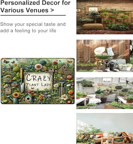 Bestylez Garden Gifts Vintage Gardening Signs Crazy Plant Lady Metal Sign for Home Garden Greenhouse Living Room Bedroom Yard Outdoor Decor 8X12 Inch (3359) - Image 3