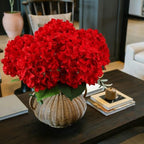 6PCS Large Silk Hydrangea Flowers, 20 in Full Faux Hydrangea Artificial Flowers with Stems Leaves for Fake Bouquets Home Valentines Day Xmas Party Christmas Centerpieces Arrangements (Red) - Image 6