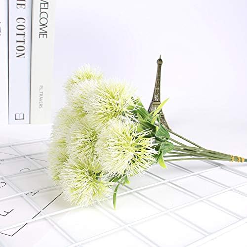 CATTREE Artificial Dandelion Flowers, Plastic Plants Shrubs Bushes Fake Grass Wedding Indoor Outdoor Home Garden Verandah Centerpieces Arrangements Party Decoration Planting Filler - White 10 Pcs - Image 2