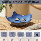 8" Small Ceramic Decorative Bowl，Irregular Rim Reactive Glaze Key Bowls for Entryway Table，Blue Coffee Table Bowl Decor，Modern Fruit bowls for Tabletop or Home Decor - Image 4