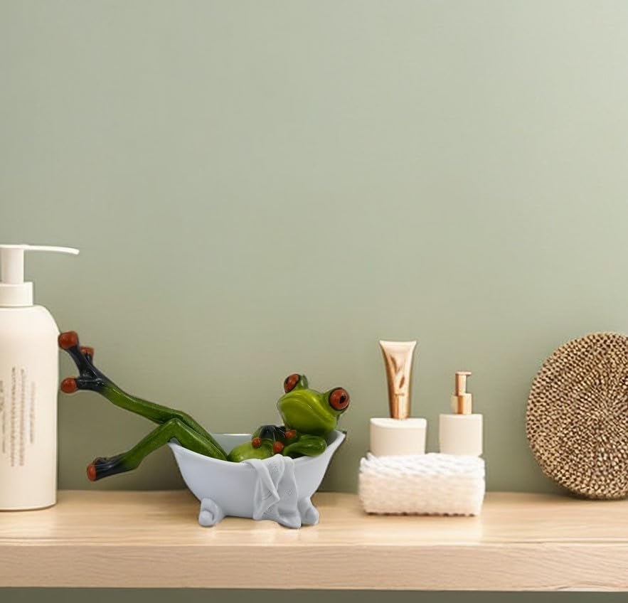 VVGIFTS Frog Figurines Cute Craft Resin Frog Statue for Home Bathroom Decor - Image 4