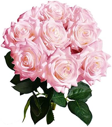 Mandy's Artificial 10 Stems Silk Light Pink Rose by Mandys